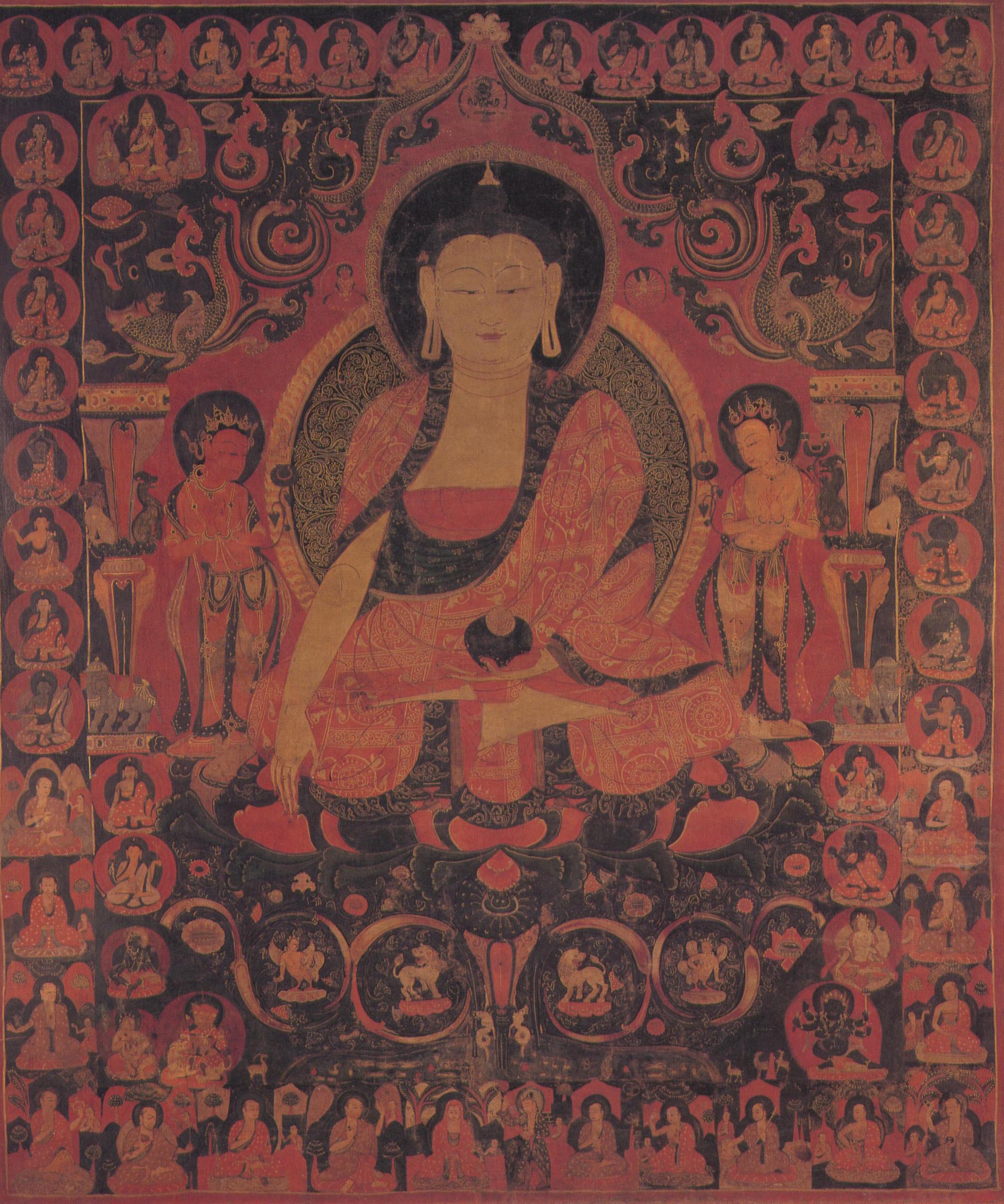 Shakyamuni Buddha e due Bodhisattva Tibet Occ. Guge XV sec