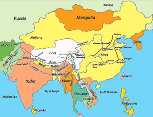 Il Tibet occupa una posizione centrale nella mappa dell'Asia