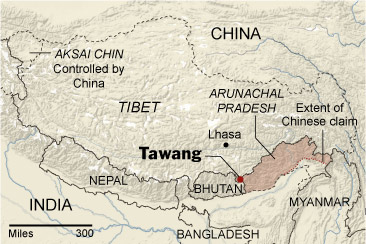 Tawang sulla mappa 