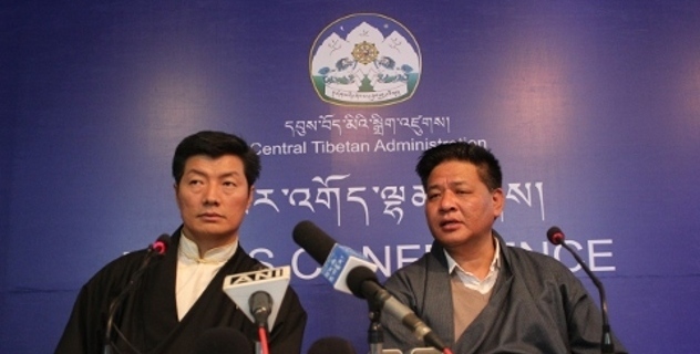 Speaker Penpa Tsering and Deputy Speaker Khenpo Sonam Tenphel of the Tibetan Parliament-in-Exile at the press conference.