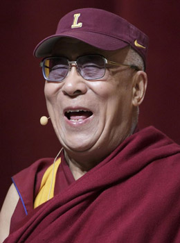 His Holiness the Dalai Lama during his talk at Loyola University in Chicago on April 26, 2012.