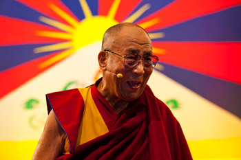 His Holiness the Dalai Lama speaking at Royal Albert Hall during his talk "Real Change Happens in the Heart" in London, England, on June 19, 2012. Photo/Ian Cumming 