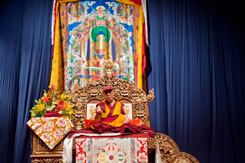 His Holiness the Dalai Lama during his teachings in Milan, Italy, on June 27, 2012. Photo/Tenzin Choejor/OHHDL