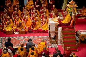 His Holiness the Dalai Lama during the Avalokiteshvara empowerment in Milan, Italy, on June 28, 2012. Photo/Tenzin Choejor/OHHDL