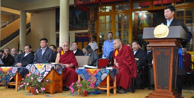 Kalon Tripa Dr Lobsang Sangay addressing the 52nd Tibetan Democracy Day celebrations in Dharamsala, India, on 2 September 2012.