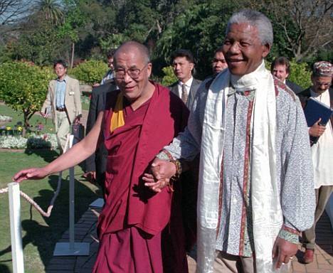 Sua santità il Dalai Lama con Nelson Mandela