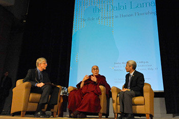 His Holiness the Dalai Lama speaking at the National Institutes of Health iin Washington DC on March 7, 2014. Photo/Sonam Zoksang 