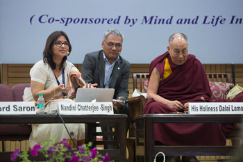 Nandini Chatterjee-Singh speaking during her presentation at the second day of the Science Ethics and Education conference at Delhi University in Delhi, India on March 25, 2015. Photo/Tenzin Chojeor/OHHDL