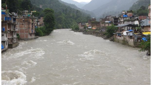 The main part of Barabise town managed to withstand the monsoon floods but it suffered badly in last year’s earthquake