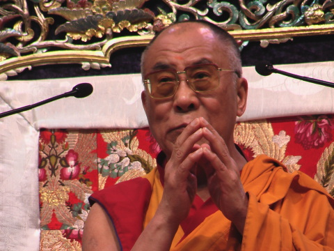 His Holiness the Dalai Lama at the start of the teaching