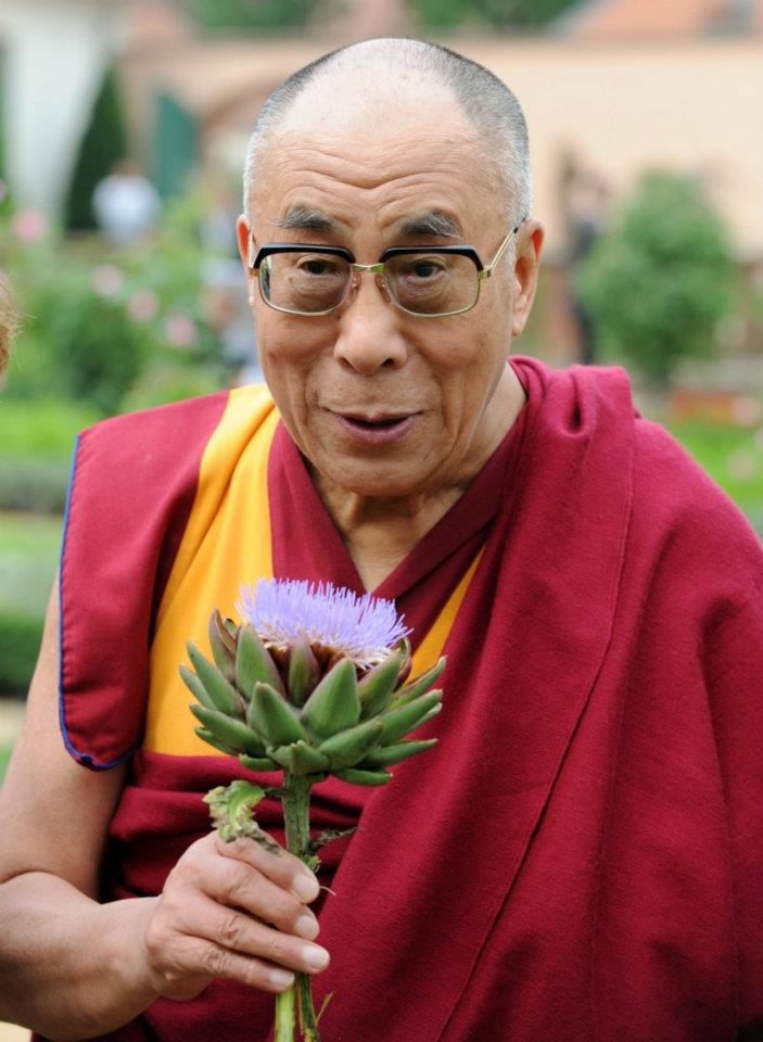 Sua Santità il Dalai Lama: Volere la pace dal cielo è impossibile, dalle Nazioni Unite, impossibile; pertanto la pace deve essere costruita dalle persone, e persone significa combinazione di individui..quindi iniziate individualmente, io inizio per quanto posso, secondo questa tradizione indiana, non violenza, basata sulla compassione e l’armonia religiosa.